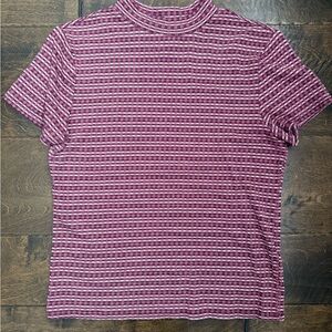 No Boundaries Maroon and White Striped Mock Neck Top